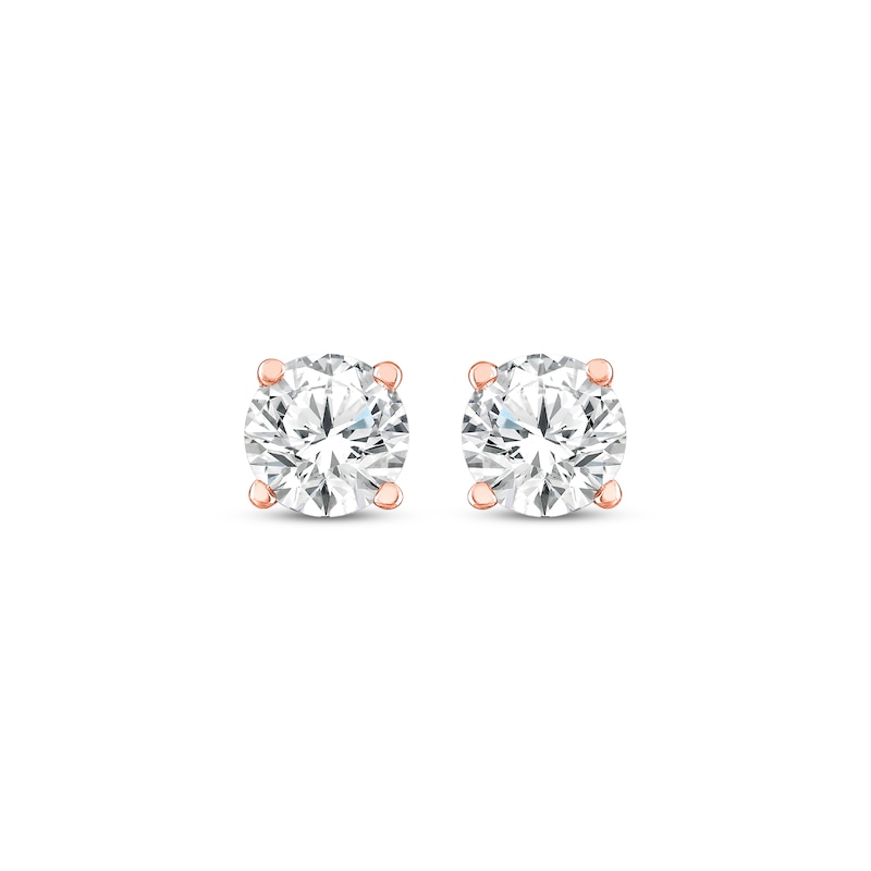 Main Image 2 of Round-Cut Diamond Solitaire Stud Earrings 1/4 ct tw 14K Rose Gold (J/I3)