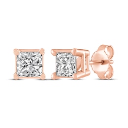 Princess-Cut Diamond Solitaire Stud Earrings 1/2 ct tw 14K Rose Gold (J/I3)