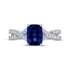 Thumbnail Image 1 of Cushion-Cut Blue & White Lab-Created Sapphire Ring Sterling Silver