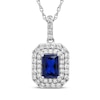 Thumbnail Image 1 of Octagon-Cut Blue Lab-Created Sapphire & White Lab-Created Sapphire Necklace Sterling Silver 18&quot;