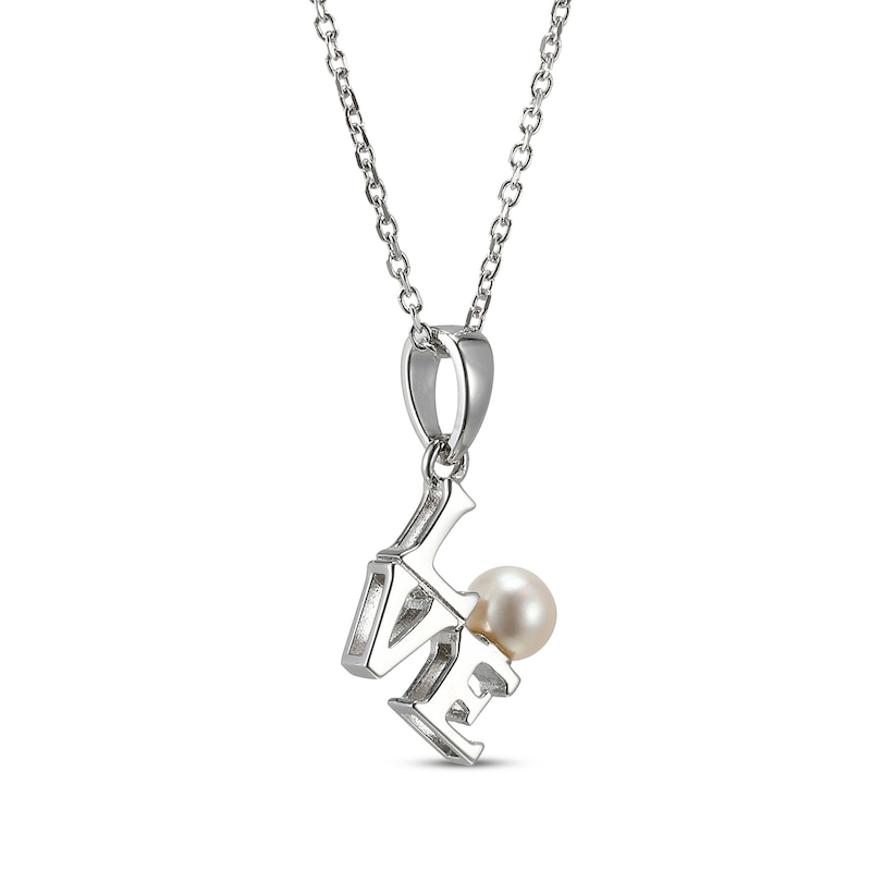 Main Image 2 of Cultured Pearl &quot;Love &quot;Necklace Sterling Silver 18&quot;