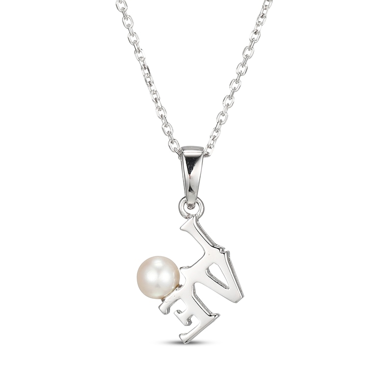 Main Image 3 of Cultured Pearl &quot;Love &quot;Necklace Sterling Silver 18&quot;