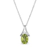 Thumbnail Image 1 of Oval-Cut Peridot & White Lab-Created Sapphire Necklace Sterling Silver 18&quot;