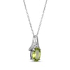 Thumbnail Image 2 of Oval-Cut Peridot & White Lab-Created Sapphire Necklace Sterling Silver 18&quot;