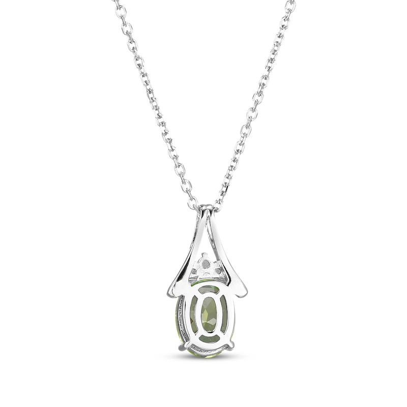 Main Image 3 of Oval-Cut Peridot & White Lab-Created Sapphire Necklace Sterling Silver 18&quot;