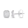 Thumbnail Image 3 of Baguette & Round-Cut Multi-Diamond Octagon Frame Stud Earrings 1/4 ct tw 10K White Gold