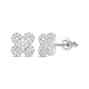 Thumbnail Image 1 of Baguette & Round-Cut Diamond Clover Stud Earrings 1/4 ct tw 10K White Gold