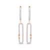 Thumbnail Image 2 of Baguette & Round-Cut Diamond Elongated Dangle Hoop Earrings 1/3 ct tw 10K Rose Gold