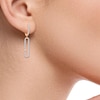 Thumbnail Image 4 of Baguette & Round-Cut Diamond Elongated Dangle Hoop Earrings 1/3 ct tw 10K Rose Gold