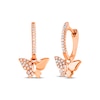 Thumbnail Image 1 of Diamond Butterfly Dangle Hoop Earrings 1/6 ct tw 10K Rose Gold