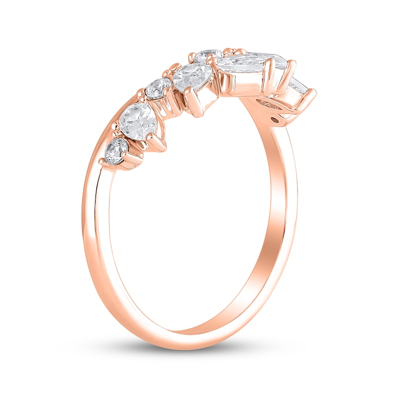 Main Image 2 of Pear-Shaped & Round-Cut Diamond Contour Anniversary Ring 3/4 ct tw 14K Rose Gold