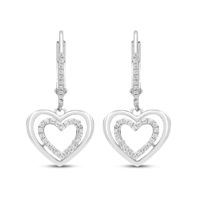 Main Image 2 of Believe in Love Diamond Double Heart Dangle Earrings 1/6 ct tw Sterling Silver