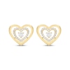 Thumbnail Image 2 of Believe in Love Diamond Double Heart Stud Earrings 1/2 ct tw 10K Yellow Gold