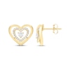 Thumbnail Image 3 of Believe in Love Diamond Double Heart Stud Earrings 1/2 ct tw 10K Yellow Gold