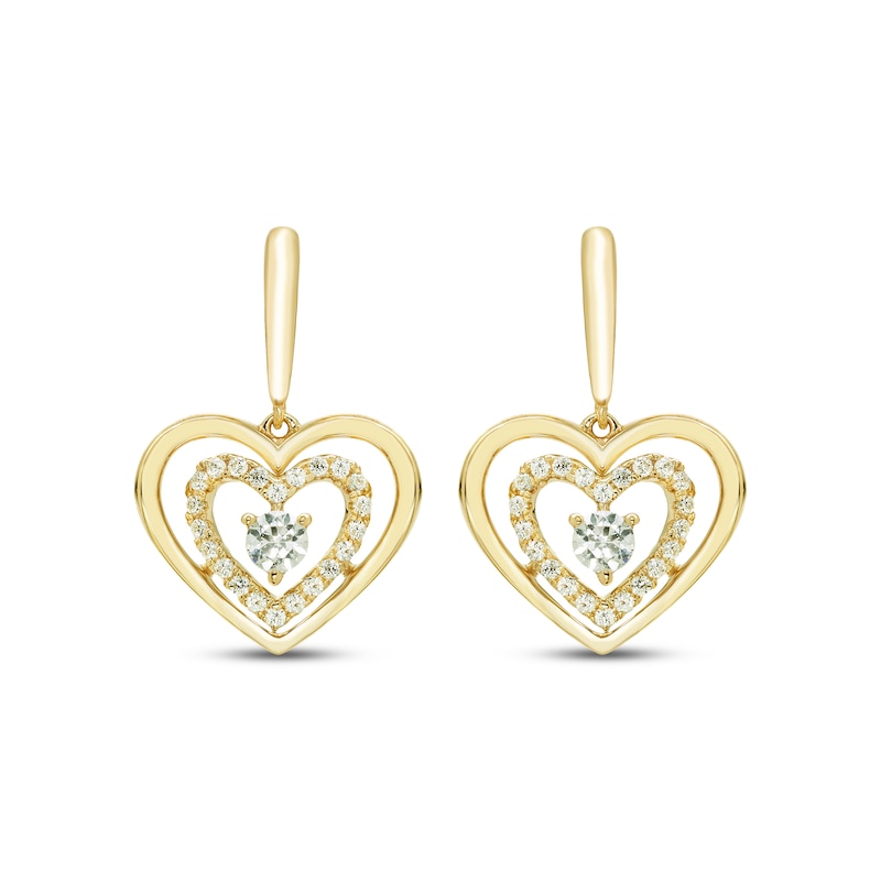 Main Image 2 of Diamond Double Heart Dangle Earrings 1/3 ct tw 10K Yellow Gold