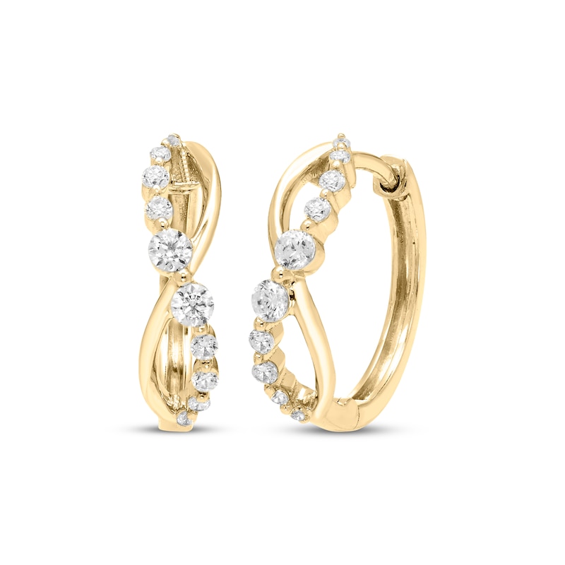 Main Image 1 of Diamond Twist Hoop Earrings 1/2 ct tw 10K Yellow Gold