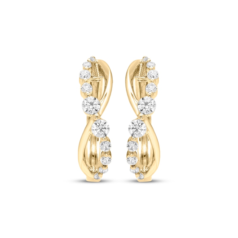 Main Image 2 of Diamond Twist Hoop Earrings 1/2 ct tw 10K Yellow Gold