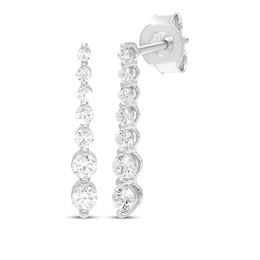 Our Story Together Diamond Graduated Vertical Drop Earrings 1/2 ct tw 10K White Gold