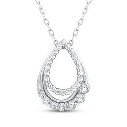 Threads of Love Diamond Graduated Teardrop Necklace 1/5 ct tw 10K White Gold 18&quot;