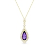 Thumbnail Image 0 of Pear-Shaped Amethyst & Diamond Necklace 1/4 ct tw 10K Yellow Gold 18"