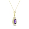 Thumbnail Image 1 of Pear-Shaped Amethyst & Diamond Necklace 1/4 ct tw 10K Yellow Gold 18"