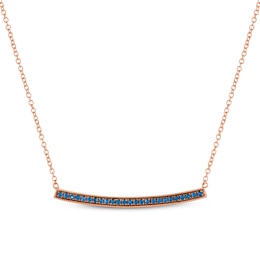 Le Vian Blue Sapphire Curved Bar Necklace 14K Strawberry Gold 18&quot;