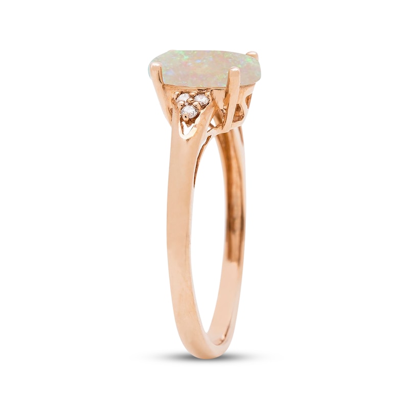 Main Image 2 of Oval-Cut Natural Opal & Diamond Trios Ring 1/20 ct tw 10K Rose Gold