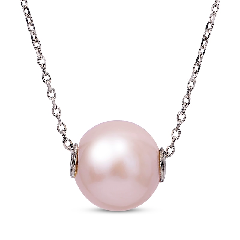 Pink Cultured Pearl Necklace Sterling Silver 18"