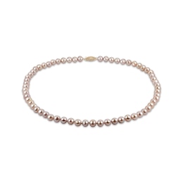 Pink Cultured Pearl Strand Necklace 6mm 14K Yellow Gold 18&quot;