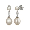 Thumbnail Image 0 of Cultured Pearl & White Lab-Created Sapphire Drop Earrings Sterling Silver