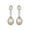 Thumbnail Image 1 of Cultured Pearl & White Lab-Created Sapphire Drop Earrings Sterling Silver