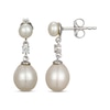 Thumbnail Image 2 of Cultured Pearl & White Lab-Created Sapphire Drop Earrings Sterling Silver