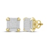 Thumbnail Image 1 of Men's Multi-Diamond Square Stud Earrings 1/4 ct tw 10K Yellow Gold