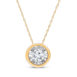 Round-Cut Diamond Bezel-Look Solitaire Necklace 1/4 ct tw 10K Yellow Gold (J/I3)