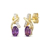 Thumbnail Image 1 of Oval-Cut Amethyst & White Lab-Created Sapphire Crossover Earrings 18K Yellow Gold-Plated Sterling Silver