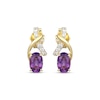 Thumbnail Image 2 of Oval-Cut Amethyst & White Lab-Created Sapphire Crossover Earrings 18K Yellow Gold-Plated Sterling Silver