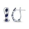 Thumbnail Image 3 of Oval-Cut Natural Blue Sapphire & Diamond Earrings 1/20 ct tw 14K White Gold