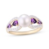 Thumbnail Image 1 of Cultured Pearl, Amethyst & Diamond Ring 1/8 ct tw 10K Yellow Gold