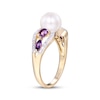 Thumbnail Image 2 of Cultured Pearl, Amethyst & Diamond Ring 1/8 ct tw 10K Yellow Gold