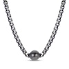 Thumbnail Image 1 of Men's Tahitian Cultured Pearl Box Chain Necklace Black Rhodium-Plated Sterling Silver 20&quot;