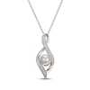 Thumbnail Image 1 of Cultured Pearl & White Lab-Created Sapphire Infinity Necklace Sterling Silver 18&quot;