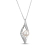 Thumbnail Image 2 of Cultured Pearl & White Lab-Created Sapphire Infinity Necklace Sterling Silver 18&quot;