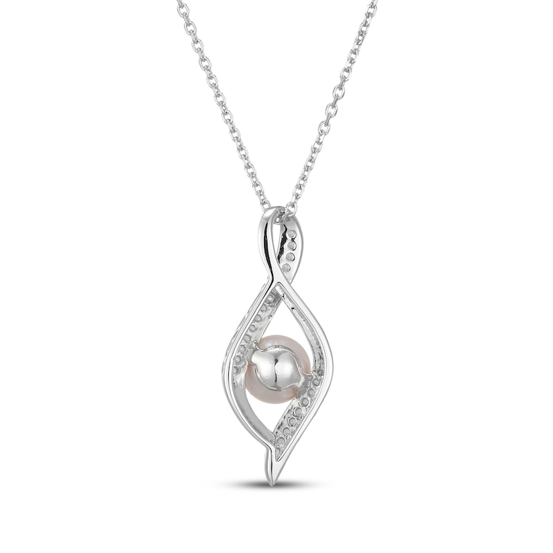 Main Image 3 of Cultured Pearl & White Lab-Created Sapphire Infinity Necklace Sterling Silver 18&quot;