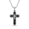 Thumbnail Image 1 of Men's Diamond Double Cross Necklace 1/8 ct tw Black Ion-Plated Stainless Steel 24&quot;