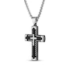 Thumbnail Image 2 of Men's Diamond Double Cross Necklace 1/8 ct tw Black Ion-Plated Stainless Steel 24&quot;