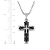 Thumbnail Image 3 of Men's Diamond Double Cross Necklace 1/8 ct tw Black Ion-Plated Stainless Steel 24&quot;