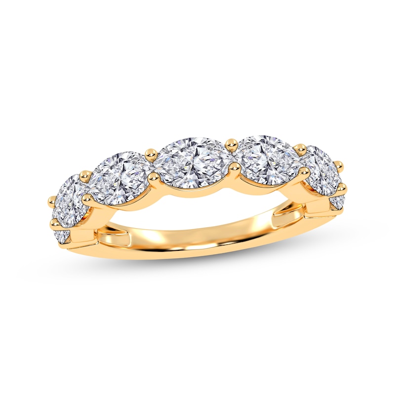 Main Image 1 of Lab-Grown Diamonds by KAY Oval-Cut East-West Anniversary Ring 2 ct tw 14K Yellow Gold