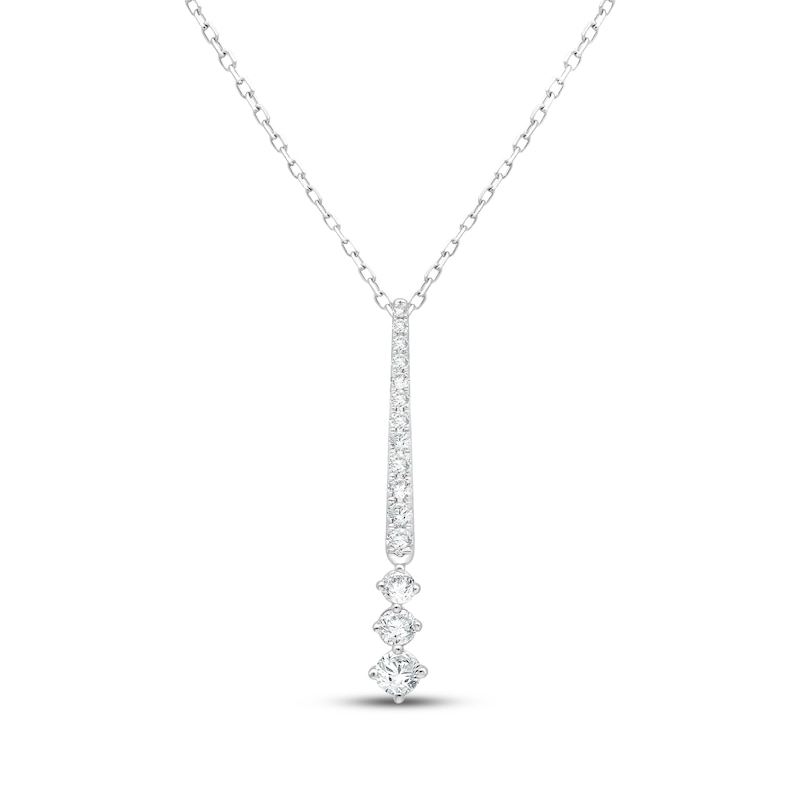 Main Image 1 of Lab-Grown Diamonds by KAY Diamond Graduated Drop Necklace 1/2 ct tw 14K White Gold 18&quot;