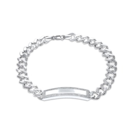 Men's Diamond Curb Chain ID Bracelet 1/3 ct tw Sterling Silver 8.5&quot;