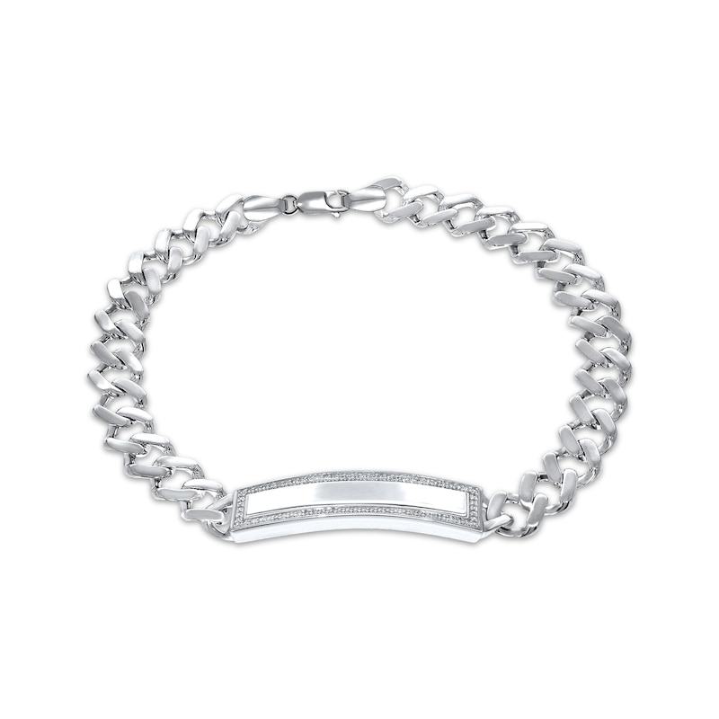 Main Image 1 of Men's Diamond Curb Chain ID Bracelet 1/3 ct tw Sterling Silver 8.5&quot;